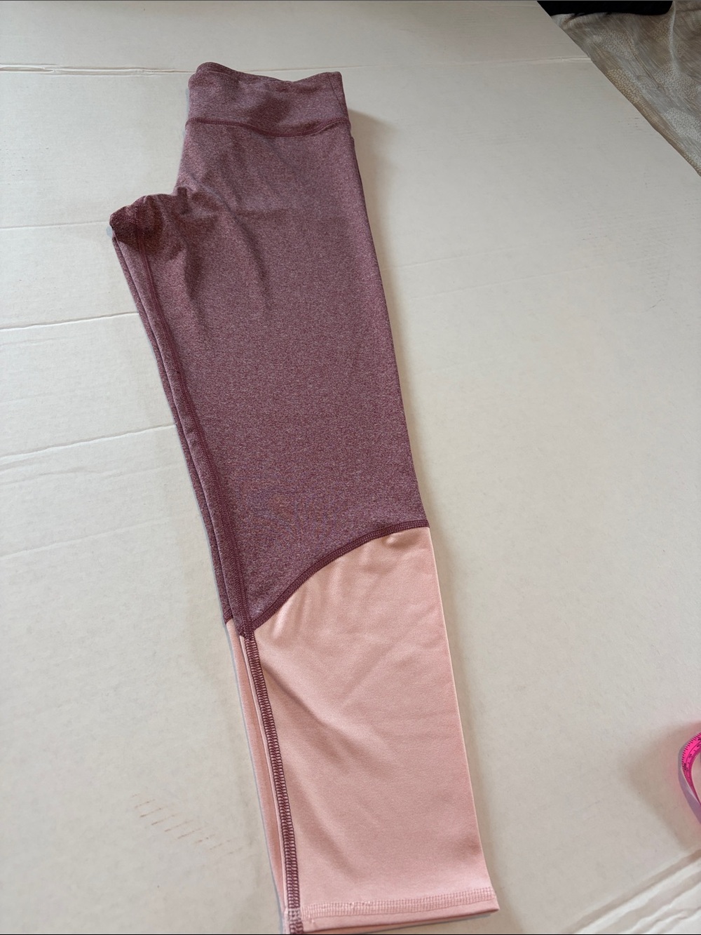 Live love dream (LLD) size L ) Girls' Dusty Rose and Blush Two-Tone Leggings